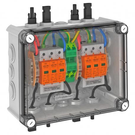 Coffret de protection PV type 1+2 avec connecteur MC4 pour onduleur PV à 2 tracker MPP, 900 V CC
