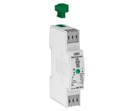 Protection pour alimentation électrique à 2 pôles 230 V avec signalisation à distance  | 255 |  | IP20