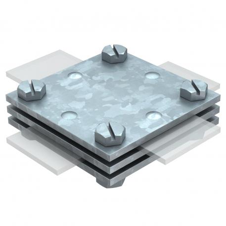 DIN-kruisverbinder voor platte geleider met tussenplaat max. FL40 | thermisch verzinkt
