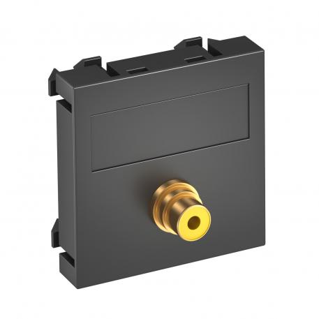Video-cinch-aansluiting, 1 module, rechte uitlaat, met soldeeraansluiting, zwart-grijs Zwartgrijs; RAL 7021