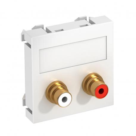 Audio-cinch-aansluiting, 1 module, rechte uitlaat, met soldeeraansluiting, zuiver wit zuiver wit; RAL 9010