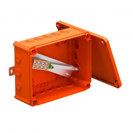 FireBox T250 avec entrées d'étanchéité, bornes simples

 225x173x86 |  | IP66 | 9xM25 7xM32 | orangé pastel ; RAL 2003