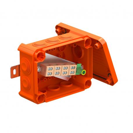 FireBox T100 met kabelinvoeren, dubbele klemmen 136x102x57 | 10 | IP66 | 8 x M25 2 x M32 | oranje; RAL 2003