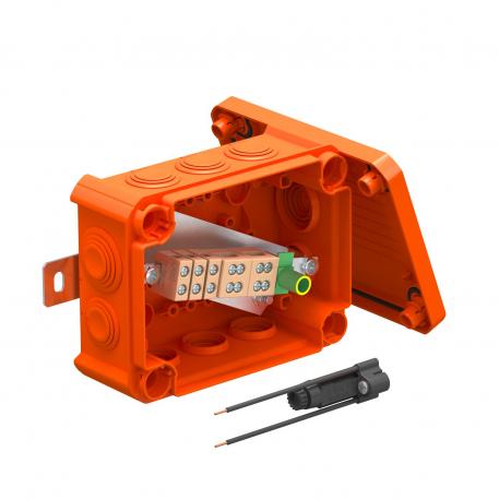 FireBox T100ED with external fastening and fuse holder 136x102x57 | 10 | IP66 | 8 x M25 2 x M32 | orangé pastel ; RAL 2003