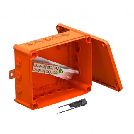 FireBox T250 met kabelinvoeren, 1 zekeringhouder 225x173x86 |  | IP66 | 9 x M25 7 x M32 | oranje; RAL 2003