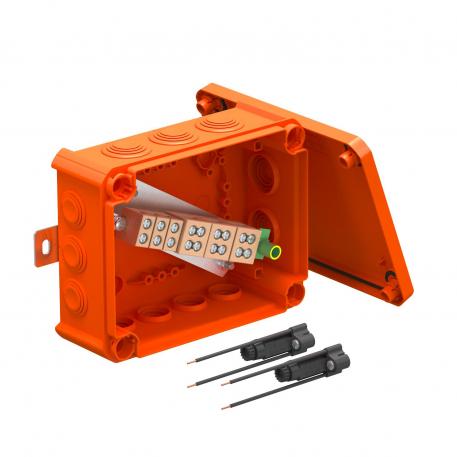 FireBox T160 met kabelinvoeren, 2 zekeringhouder 176x135x67 | 12 | IP66 | 7 x M25 5 x M32 | oranje; RAL 2003